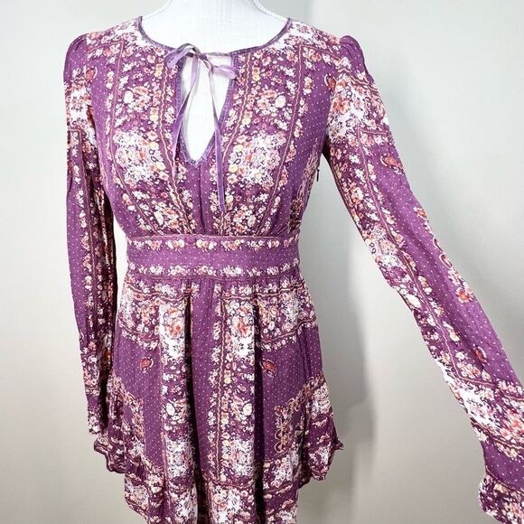 Free People Bridget Dress Floral Boho Berry XS - Picture 3 of 13